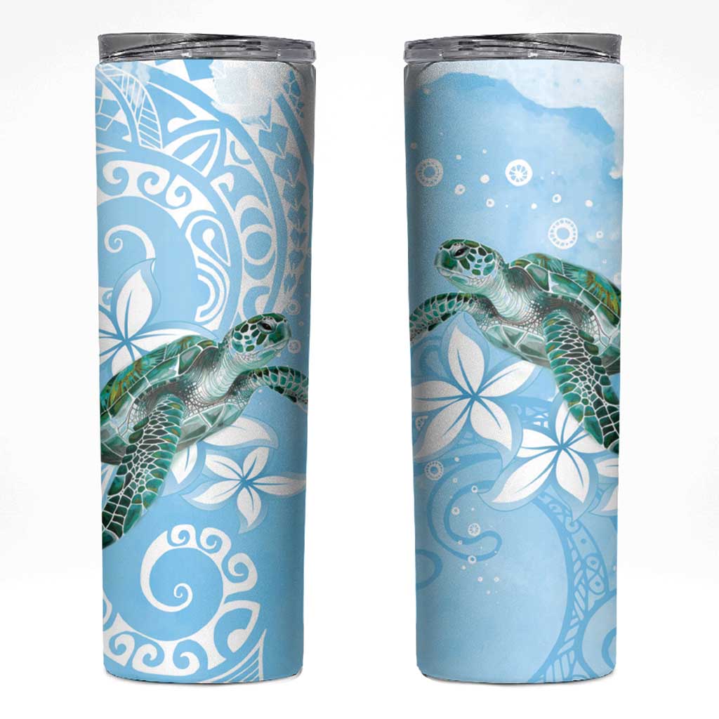 Personalised Polynesia Valentine's Day Skinny Tumbler SeaTurtle Couple Polynesian - Fairy Sparkles Color