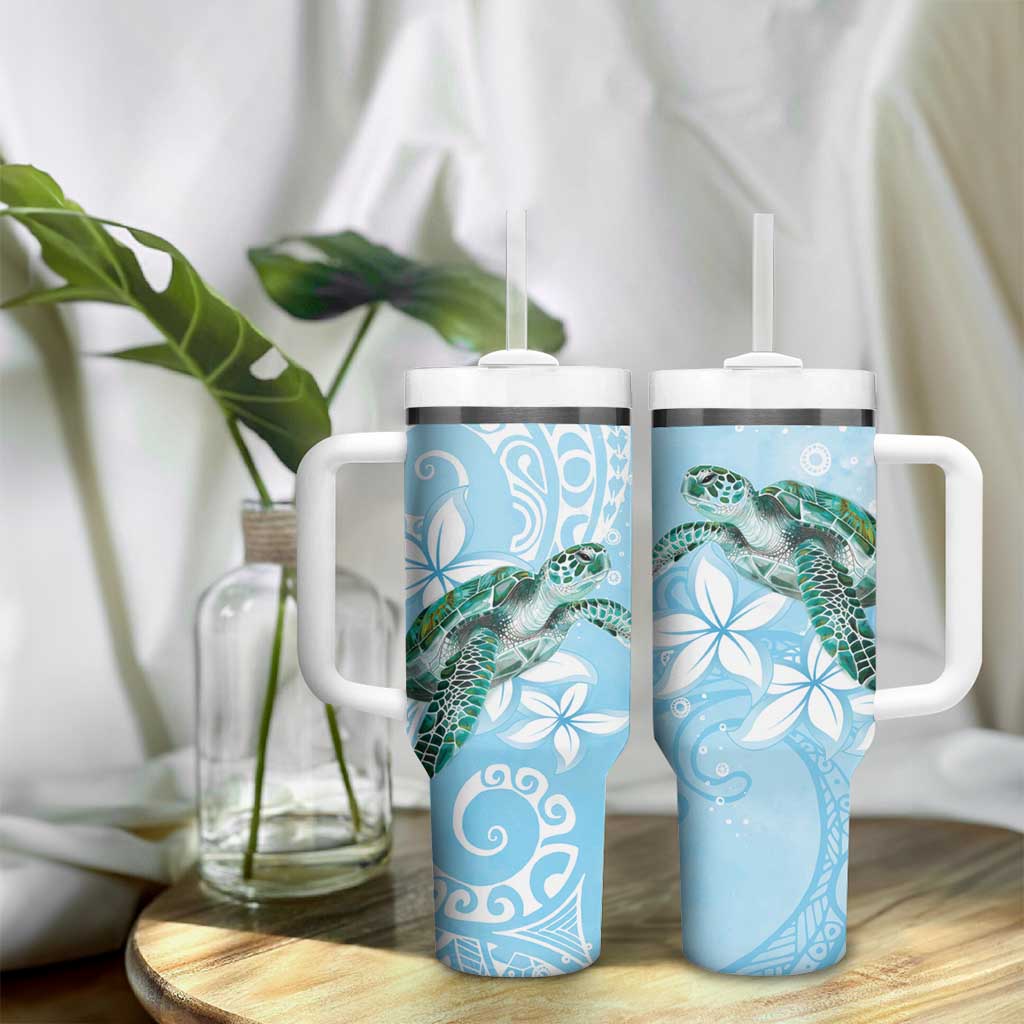 Personalised Polynesia Valentine's Day Tumbler With Handle SeaTurtle Couple Polynesian - Fairy Sparkles Color LT14 - Polynesian Pride