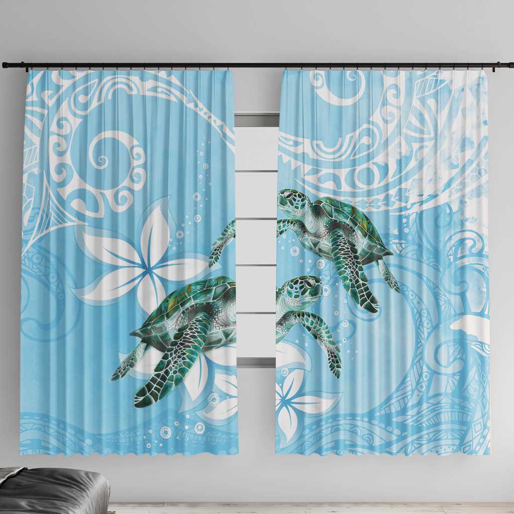 Polynesia Valentine's Day Window Curtain SeaTurtle Couple Polynesian - Fairy Sparkles Color LT14 With Hooks Blue - Polynesian Pride