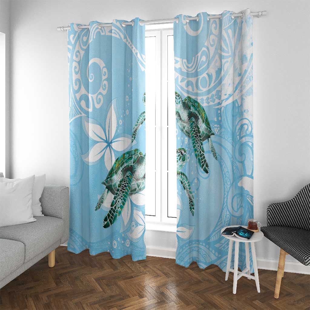 Polynesia Valentine's Day Window Curtain SeaTurtle Couple Polynesian - Fairy Sparkles Color LT14 With Grommets Blue - Polynesian Pride