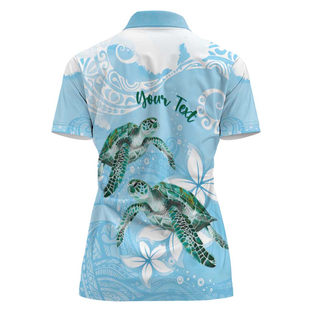 Personalised Polynesia Valentine's Day Women Polo Shirt SeaTurtle Couple Polynesian - Fairy Sparkles Color