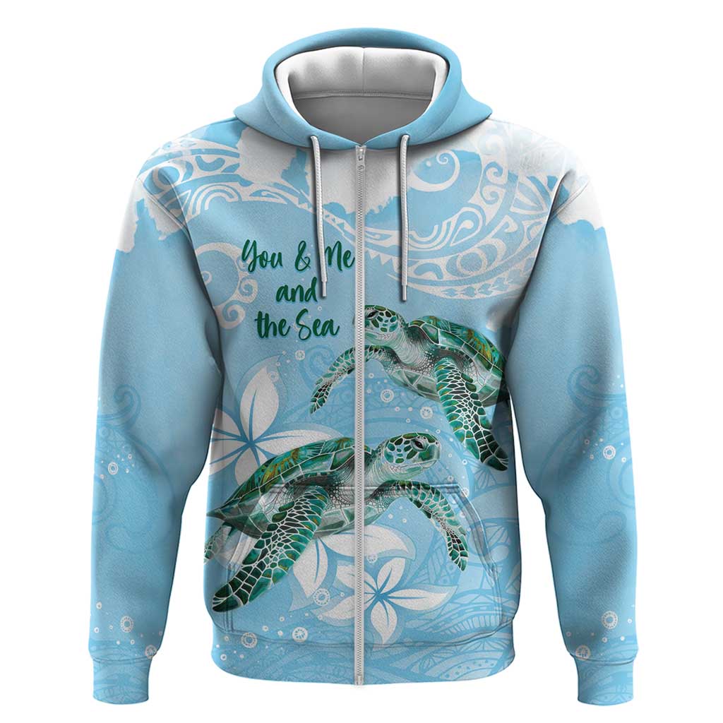 Personalised Polynesia Valentine's Day Zip Hoodie SeaTurtle Couple Polynesian - Fairy Sparkles Color