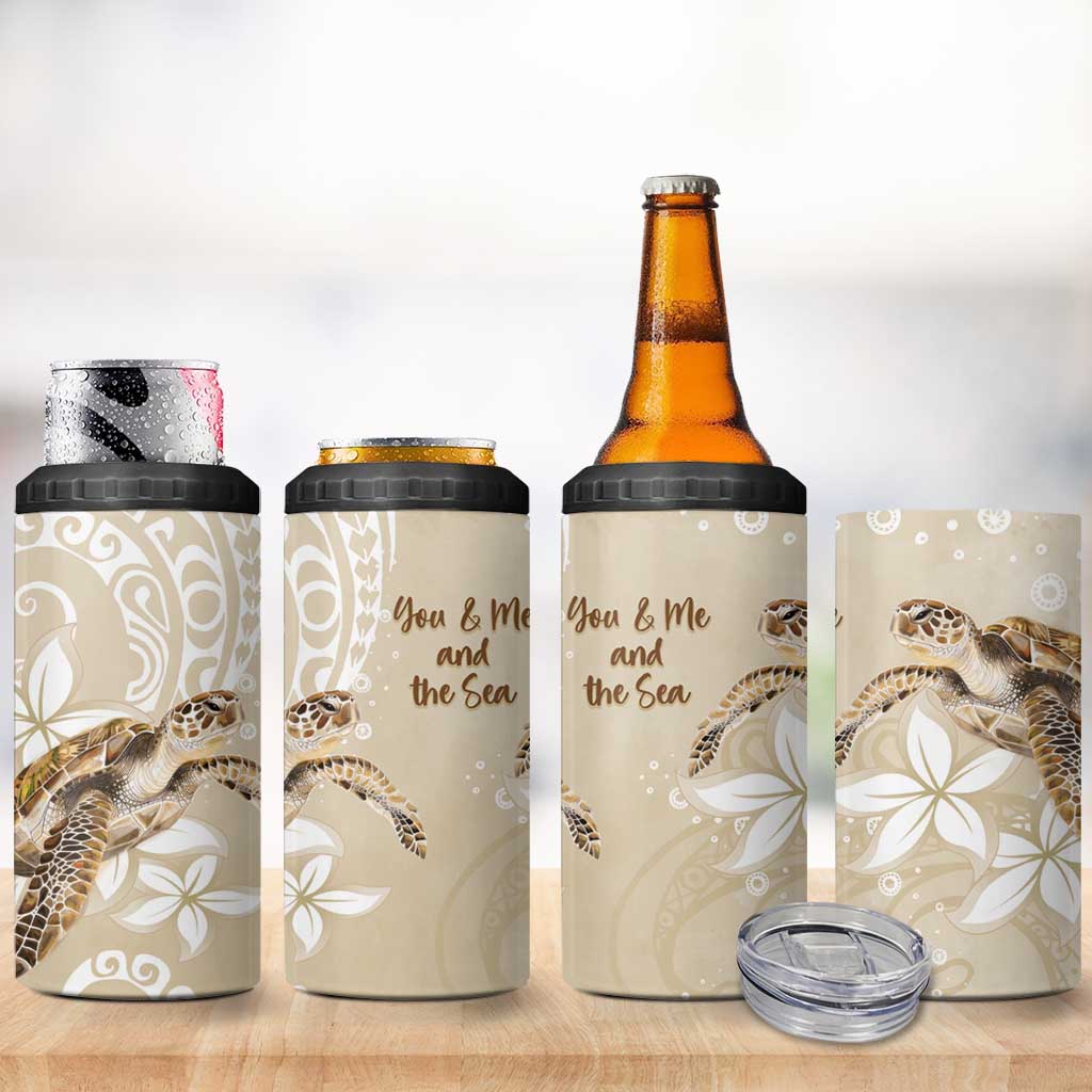 Happy Valentine's Day Polynesia 4 in 1 Can Cooler Tumbler SeaTurtle Couple Polynesian - Pollinate Color LT14 - Polynesian Pride