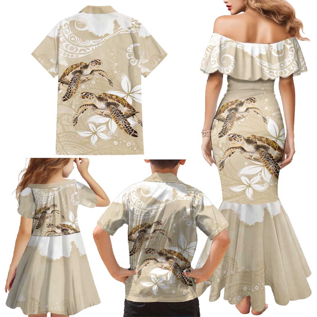Happy Valentine's Day Polynesia Family Matching Mermaid Dress and Hawaiian Shirt SeaTurtle Couple Polynesian - Pollinate Color