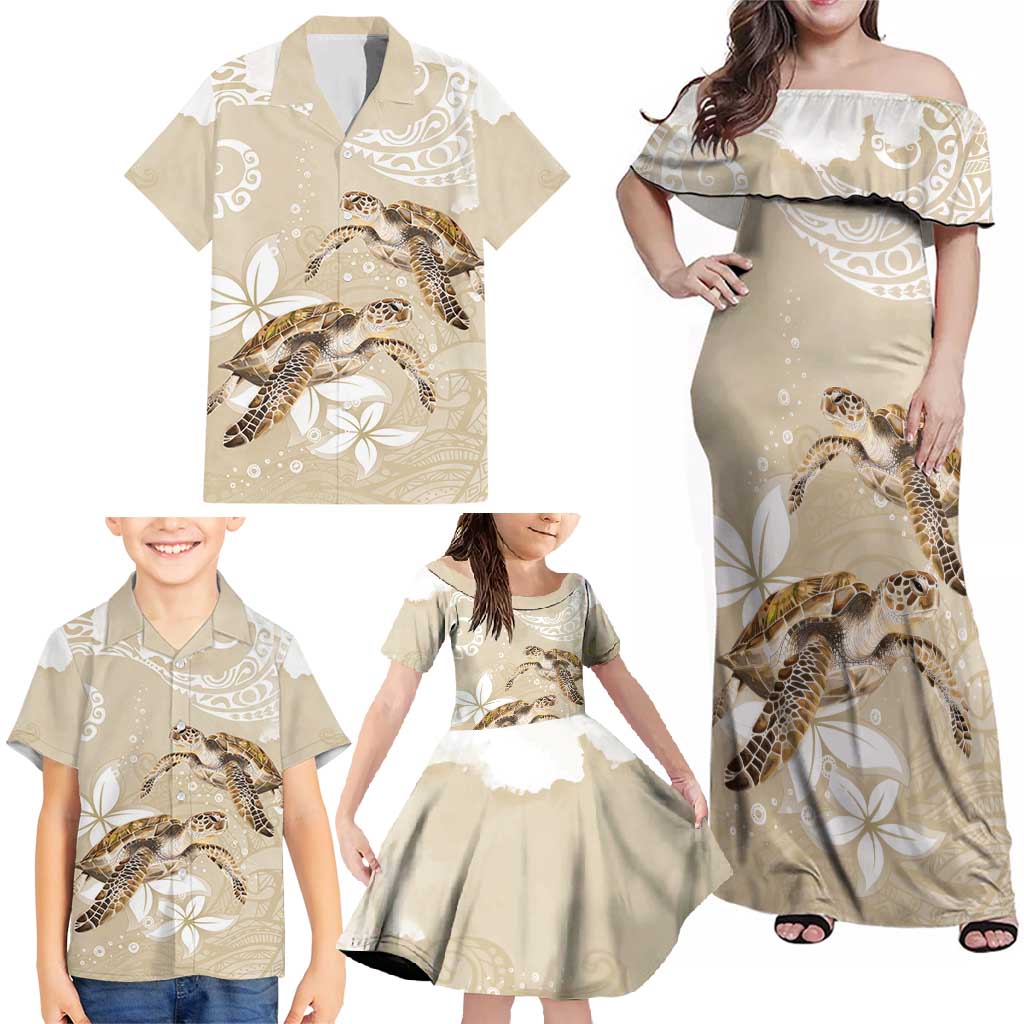 Happy Valentine's Day Polynesia Family Matching Off Shoulder Maxi Dress and Hawaiian Shirt SeaTurtle Couple Polynesian - Pollinate Color