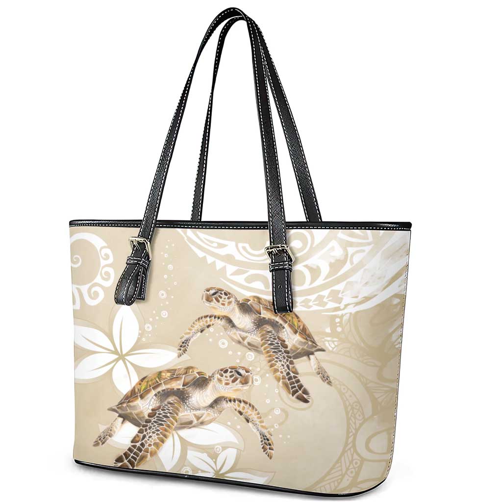 Happy Valentine's Day Polynesia Leather Tote Bag SeaTurtle Couple Polynesian - Pollinate Color LT14 - Polynesian Pride