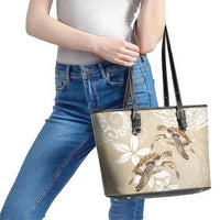 Happy Valentine's Day Polynesia Leather Tote Bag SeaTurtle Couple Polynesian - Pollinate Color LT14 - Polynesian Pride