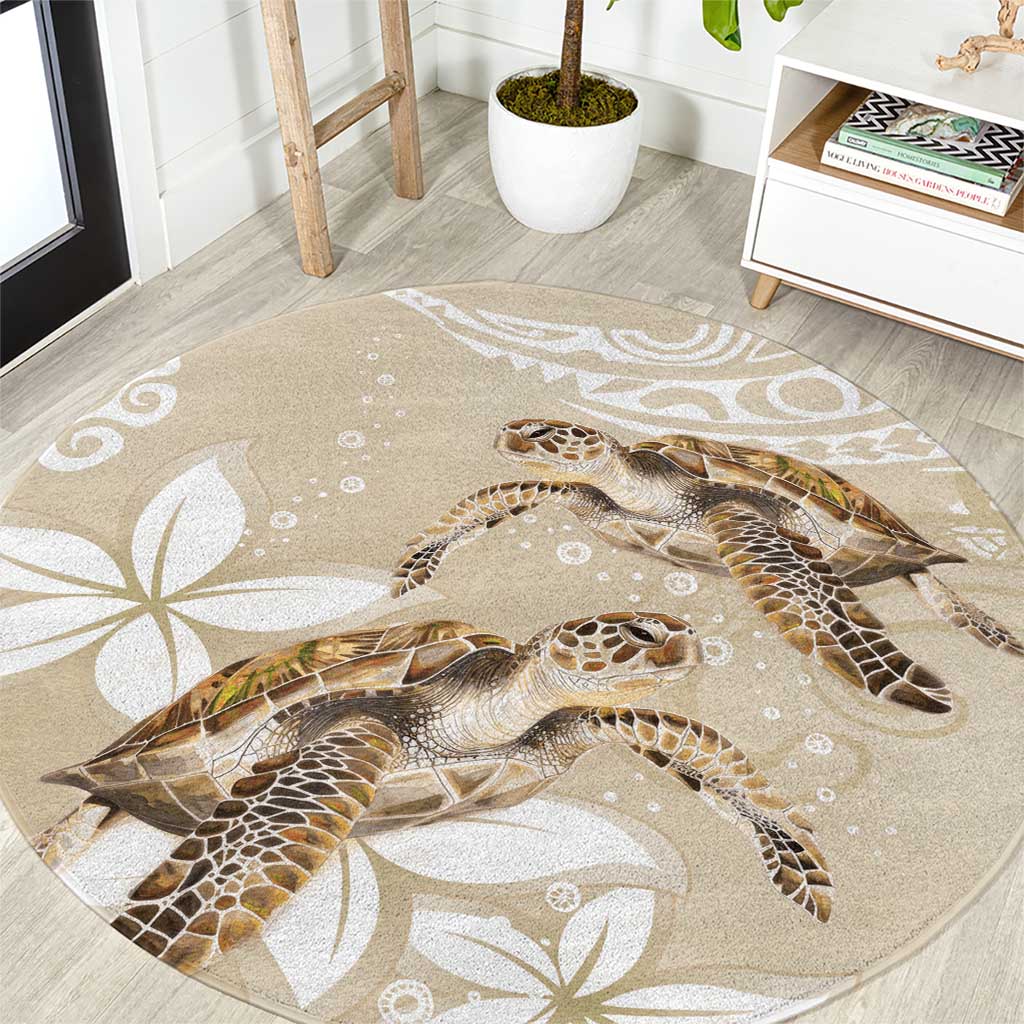 Happy Valentine's Day Polynesia Round Carpet SeaTurtle Couple Polynesian - Pollinate Color