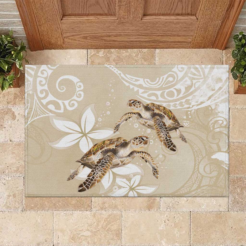 Happy Valentine's Day Polynesia Rubber Doormat SeaTurtle Couple Polynesian - Pollinate Color