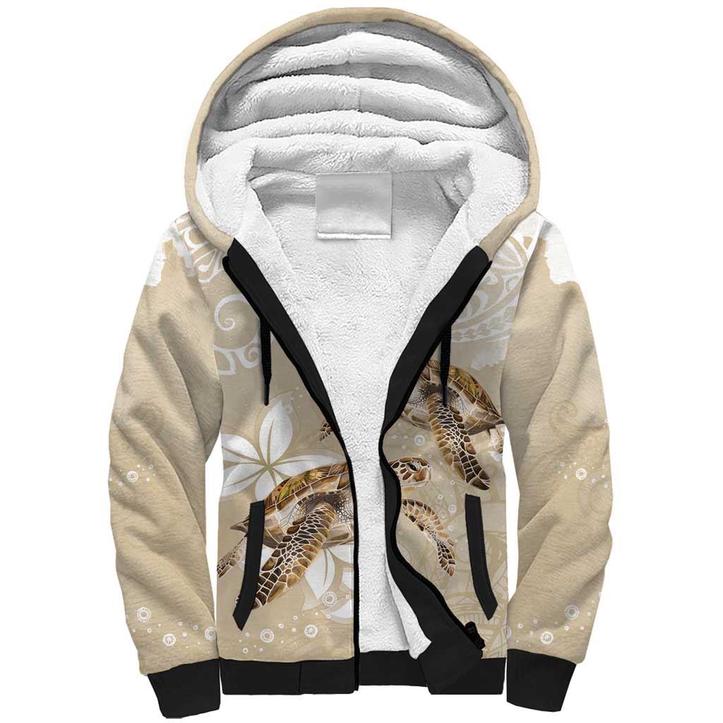 Happy Valentine's Day Polynesia Sherpa Hoodie SeaTurtle Couple Polynesian - Pollinate Color LT14 Unisex Beige - Polynesian Pride