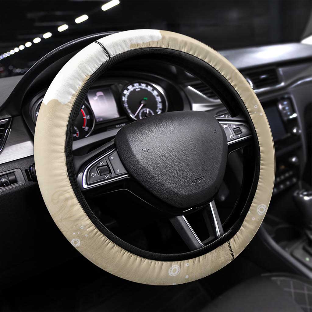 Happy Valentine's Day Polynesia Steering Wheel Cover SeaTurtle Couple Polynesian - Pollinate Color LT14 Universal Fit Beige - Polynesian Pride