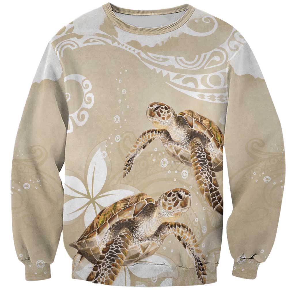 Happy Valentine's Day Polynesia Sweatshirt SeaTurtle Couple Polynesian - Pollinate Color LT14 Unisex Beige - Polynesian Pride