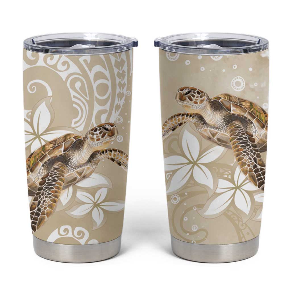 Happy Valentine's Day Polynesia Tumbler Cup SeaTurtle Couple Polynesian - Pollinate Color LT14 Beige - Polynesian Pride