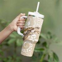 Happy Valentine's Day Polynesia Tumbler With Handle SeaTurtle Couple Polynesian - Pollinate Color LT14 - Polynesian Pride