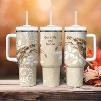 Happy Valentine's Day Polynesia Tumbler With Handle SeaTurtle Couple Polynesian - Pollinate Color LT14 - Polynesian Pride