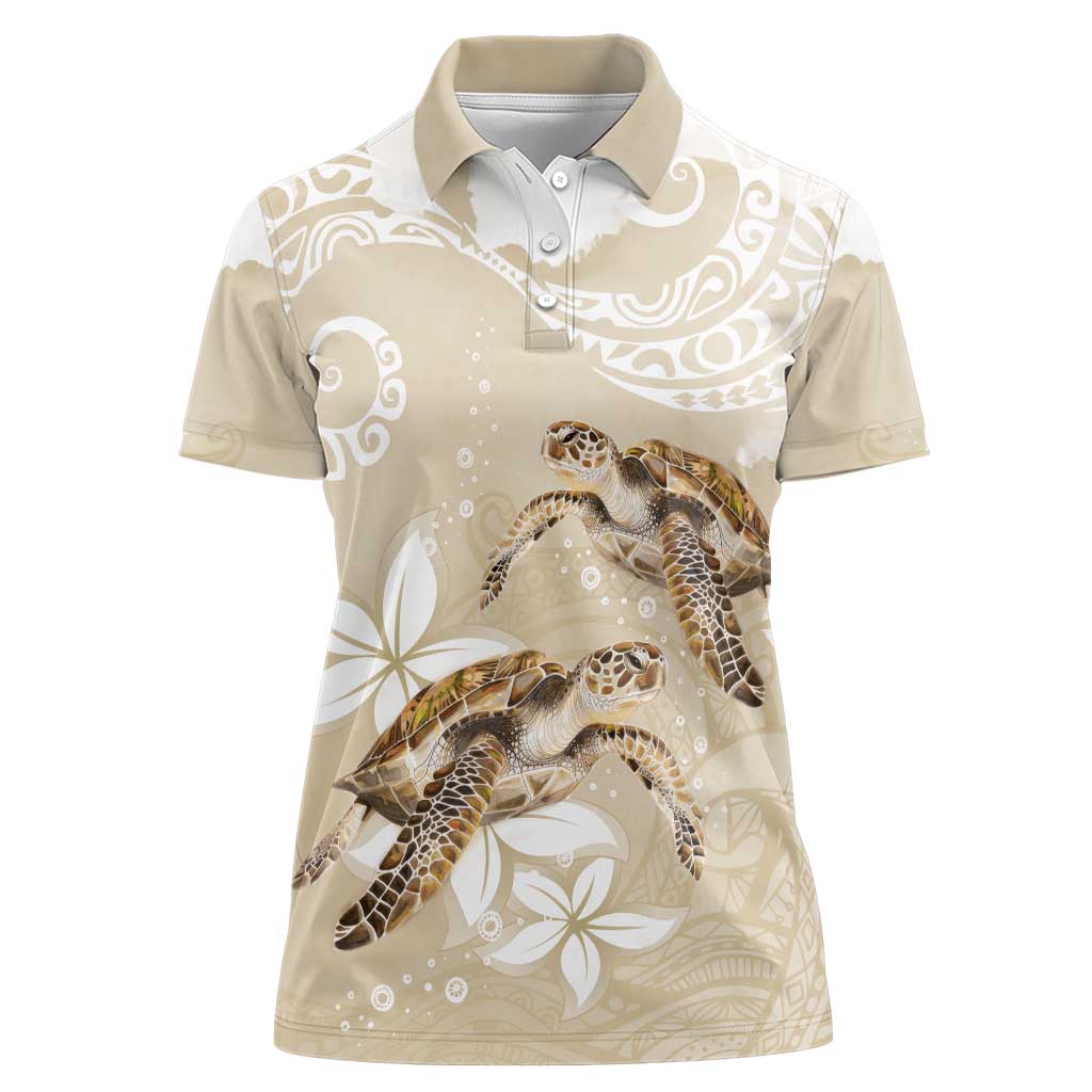 Happy Valentine's Day Polynesia Women Polo Shirt SeaTurtle Couple Polynesian - Pollinate Color