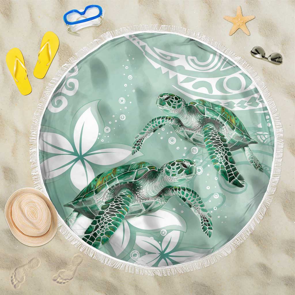 Happy Valentine's Day Polynesia Beach Blanket SeaTurtle Couple Polynesian - Green Lester Color LT14 One Size 150cm Green - Polynesian Pride