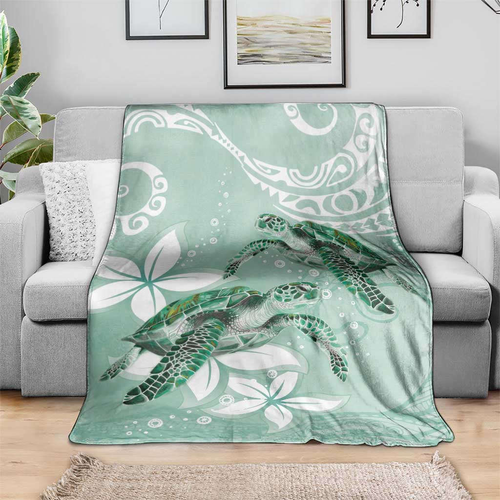 Happy Valentine's Day Polynesia Blanket SeaTurtle Couple Polynesian - Green Lester Color LT14 - Polynesian Pride