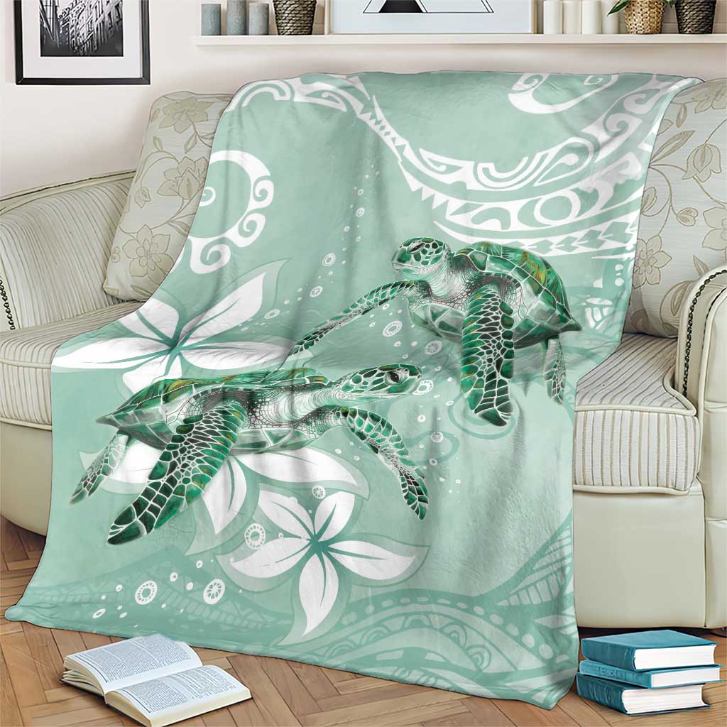 Happy Valentine's Day Polynesia Blanket SeaTurtle Couple Polynesian - Green Lester Color LT14 - Polynesian Pride