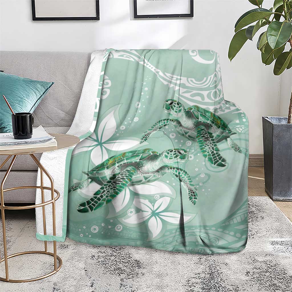 Happy Valentine's Day Polynesia Blanket SeaTurtle Couple Polynesian - Green Lester Color LT14 - Polynesian Pride