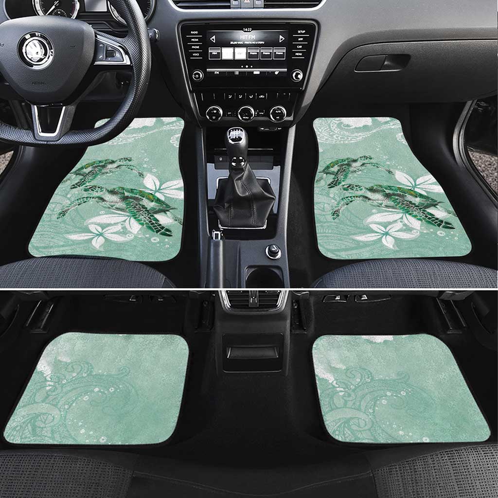 Happy Valentine's Day Polynesia Car Mats SeaTurtle Couple Polynesian - Green Lester Color