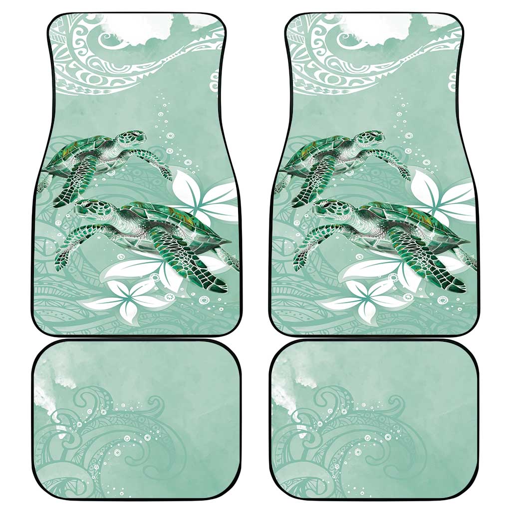 Happy Valentine's Day Polynesia Car Mats SeaTurtle Couple Polynesian - Green Lester Color LT14 - Polynesian Pride