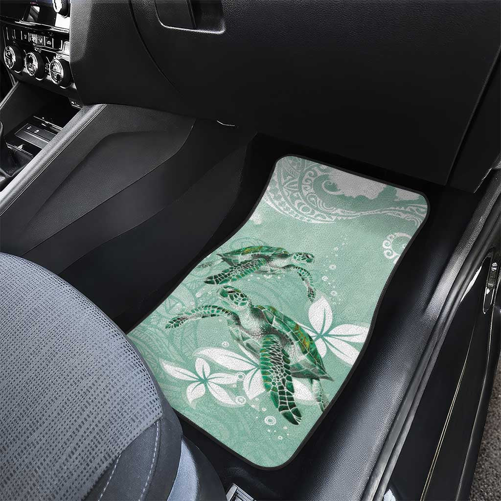 Happy Valentine's Day Polynesia Car Mats SeaTurtle Couple Polynesian - Green Lester Color LT14 - Polynesian Pride