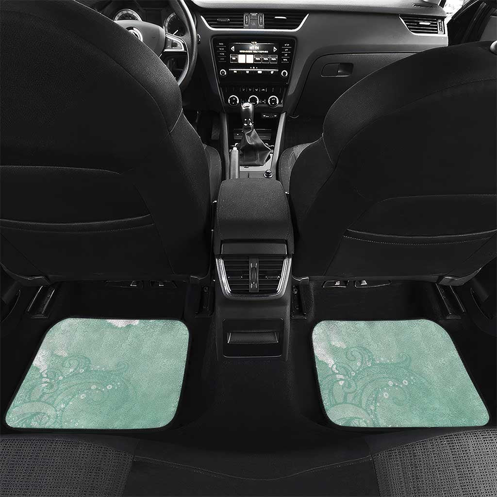 Happy Valentine's Day Polynesia Car Mats SeaTurtle Couple Polynesian - Green Lester Color LT14 Set 2pcs - Back Green - Polynesian Pride