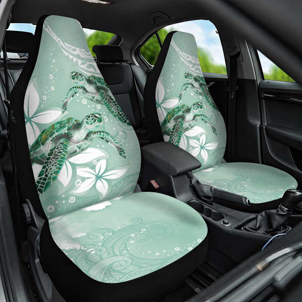 Happy Valentine's Day Polynesia Car Seat Cover SeaTurtle Couple Polynesian - Green Lester Color