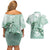 Happy Valentine's Day Polynesia Couples Matching Off Shoulder Short Dress and Hawaiian Shirt SeaTurtle Couple Polynesian - Green Lester Color