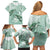 Happy Valentine's Day Polynesia Family Matching Off Shoulder Short Dress and Hawaiian Shirt SeaTurtle Couple Polynesian - Green Lester Color