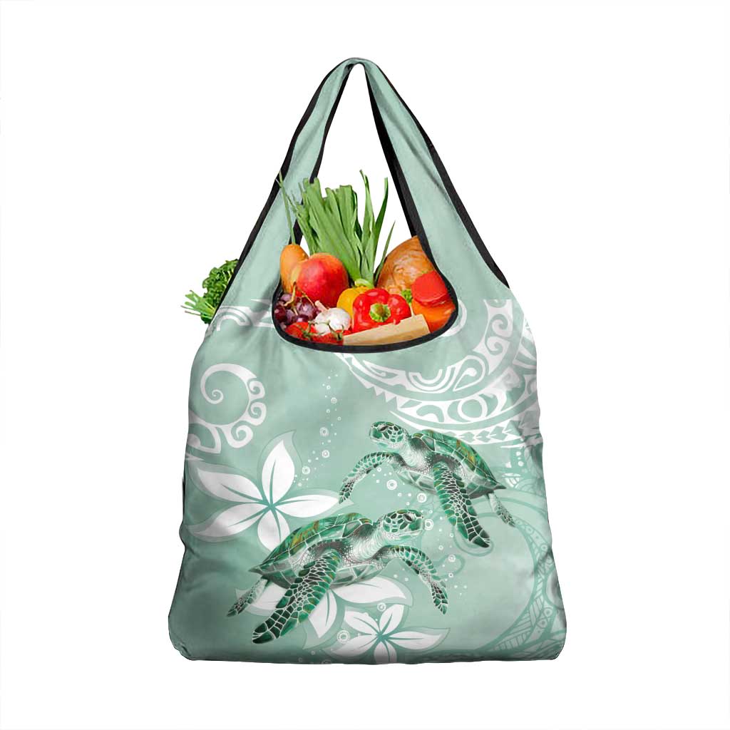 Happy Valentine's Day Polynesia Grocery Bag SeaTurtle Couple Polynesian - Green Lester Color