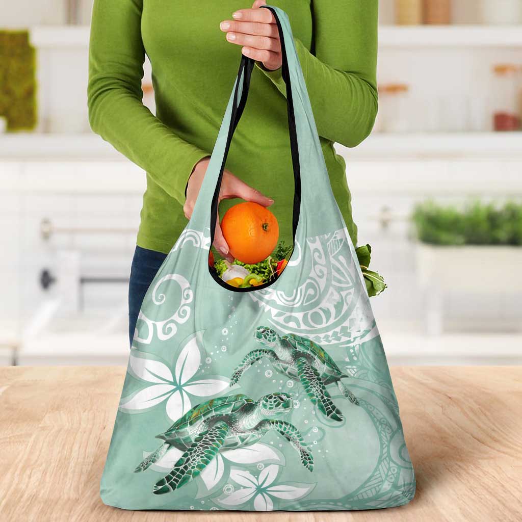 Happy Valentine's Day Polynesia Grocery Bag SeaTurtle Couple Polynesian - Green Lester Color