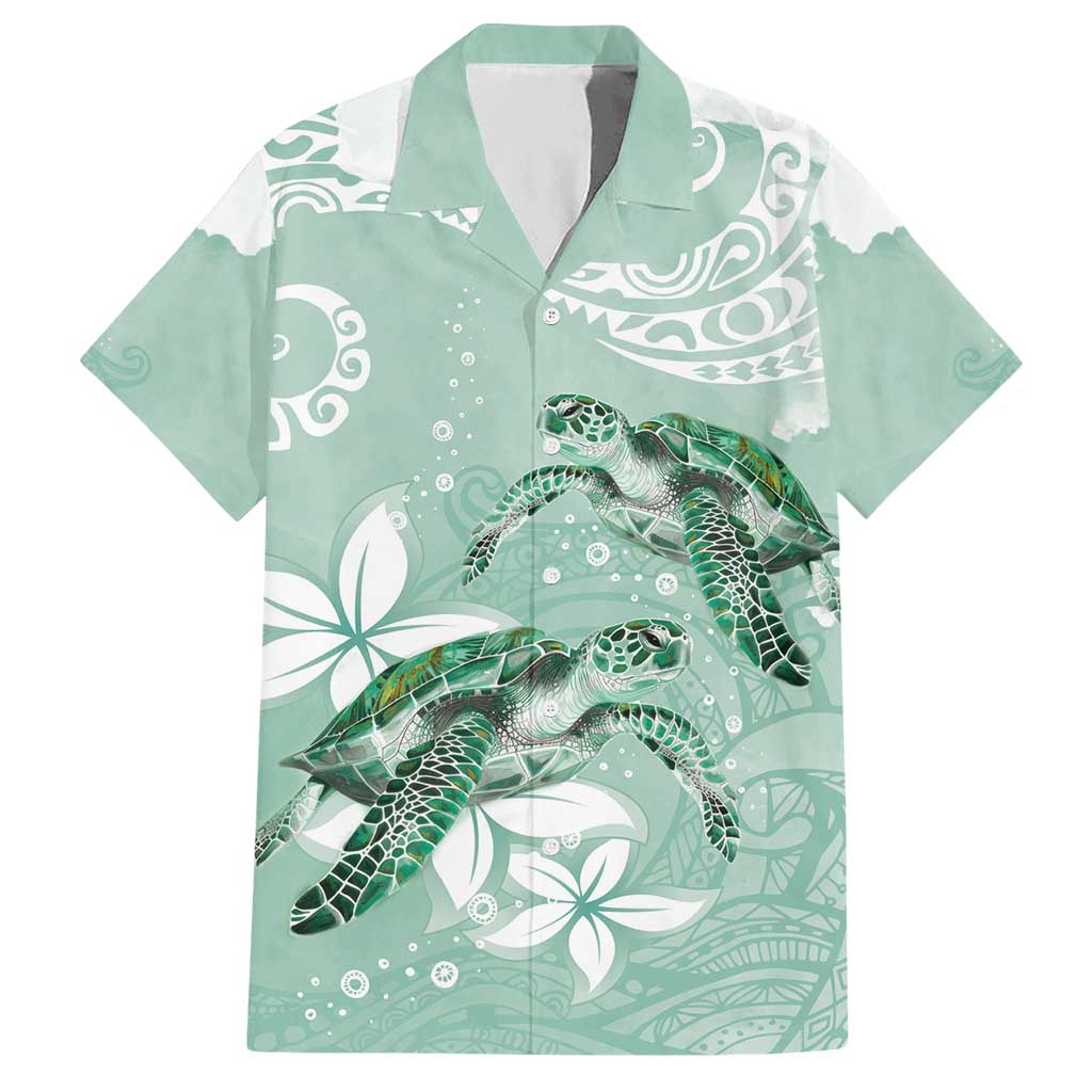 Happy Valentine's Day Polynesia Hawaiian Shirt SeaTurtle Couple Polynesian - Green Lester Color