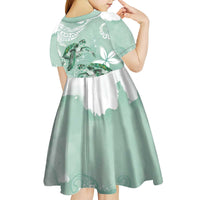 Happy Valentine's Day Polynesia Kid Short Sleeve Dress SeaTurtle Couple Polynesian - Green Lester Color