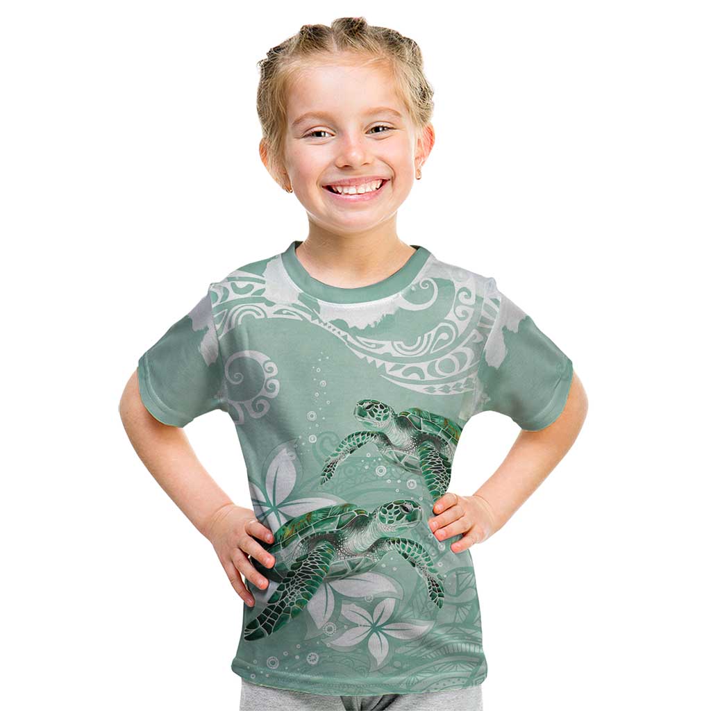 Happy Valentine's Day Polynesia Kid T Shirt SeaTurtle Couple Polynesian - Green Lester Color