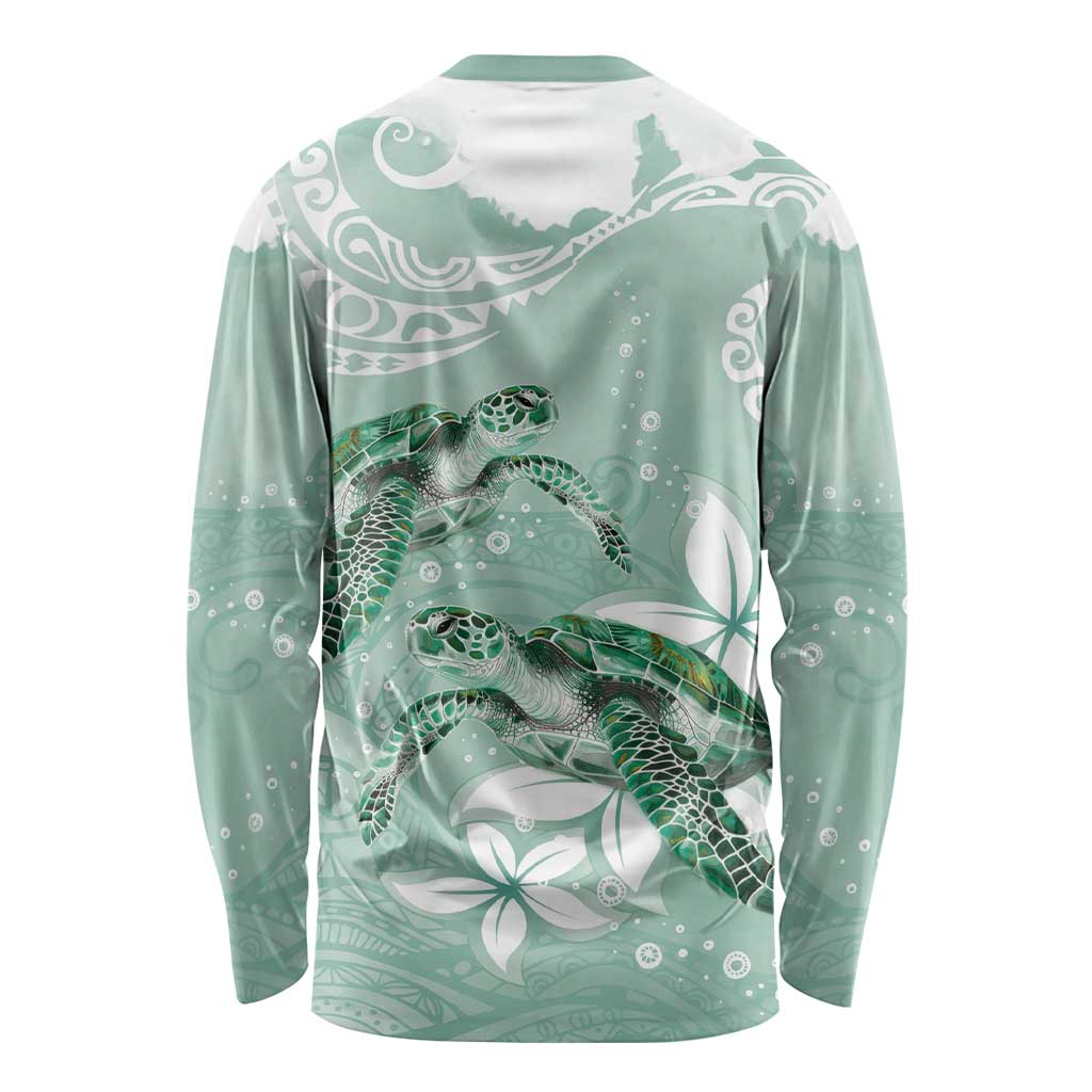 Happy Valentine's Day Polynesia Long Sleeve Shirt SeaTurtle Couple Polynesian - Green Lester Color