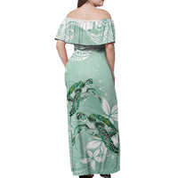 Happy Valentine's Day Polynesia Off Shoulder Maxi Dress SeaTurtle Couple Polynesian - Green Lester Color