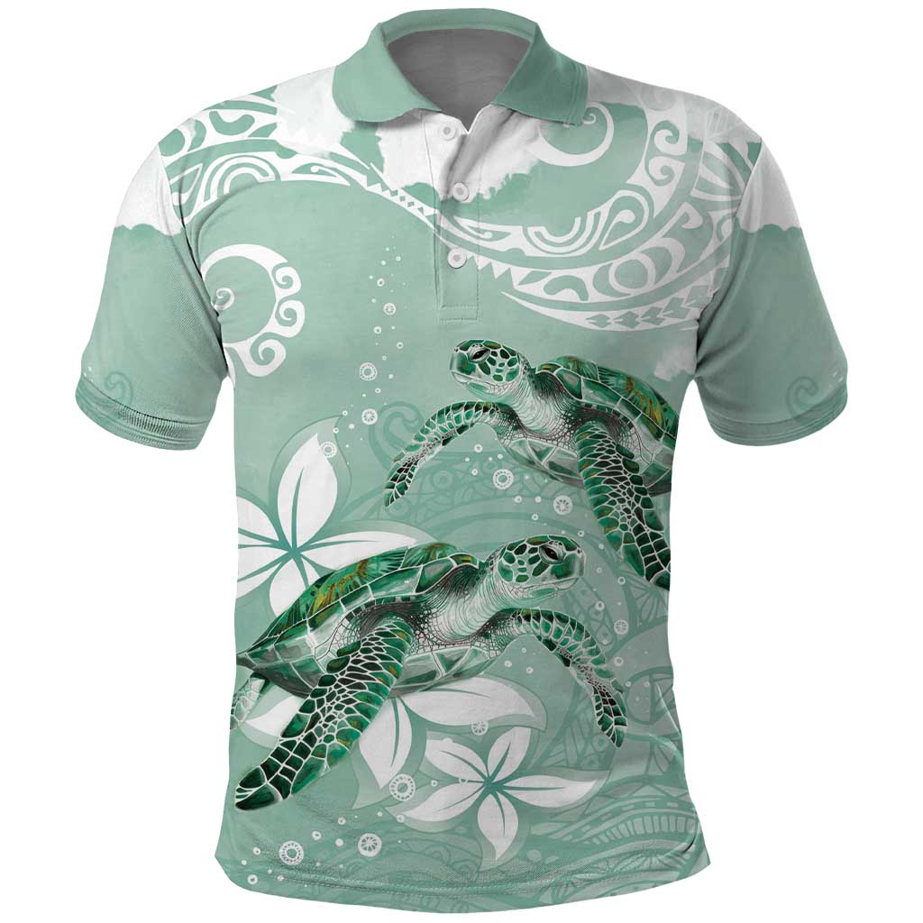 Happy Valentine's Day Polynesia Polo Shirt SeaTurtle Couple Polynesian - Green Lester Color