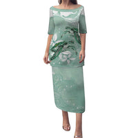 Happy Valentine's Day Polynesia Puletasi SeaTurtle Couple Polynesian - Green Lester Color LT14 Long Dress Green - Polynesian Pride