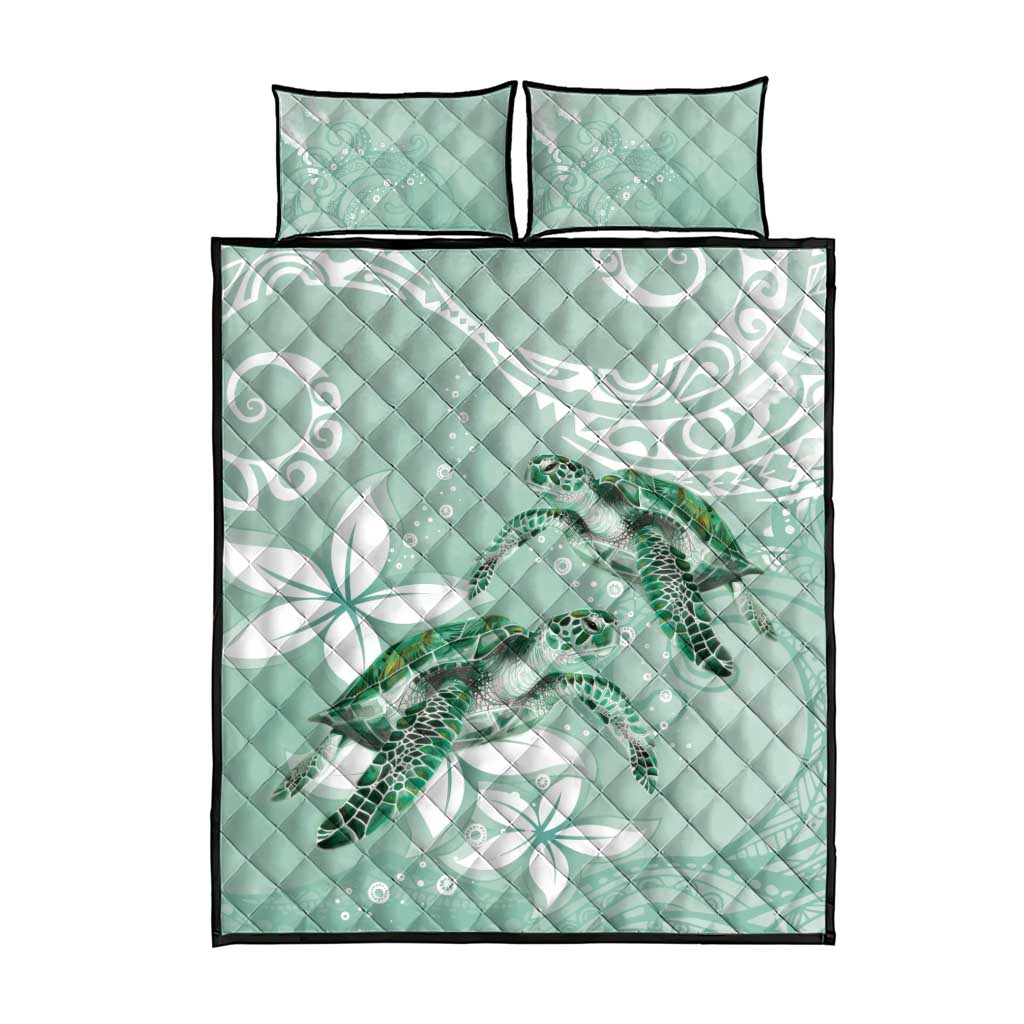 Happy Valentine's Day Polynesia Quilt Bed Set SeaTurtle Couple Polynesian - Green Lester Color LT14 - Polynesian Pride