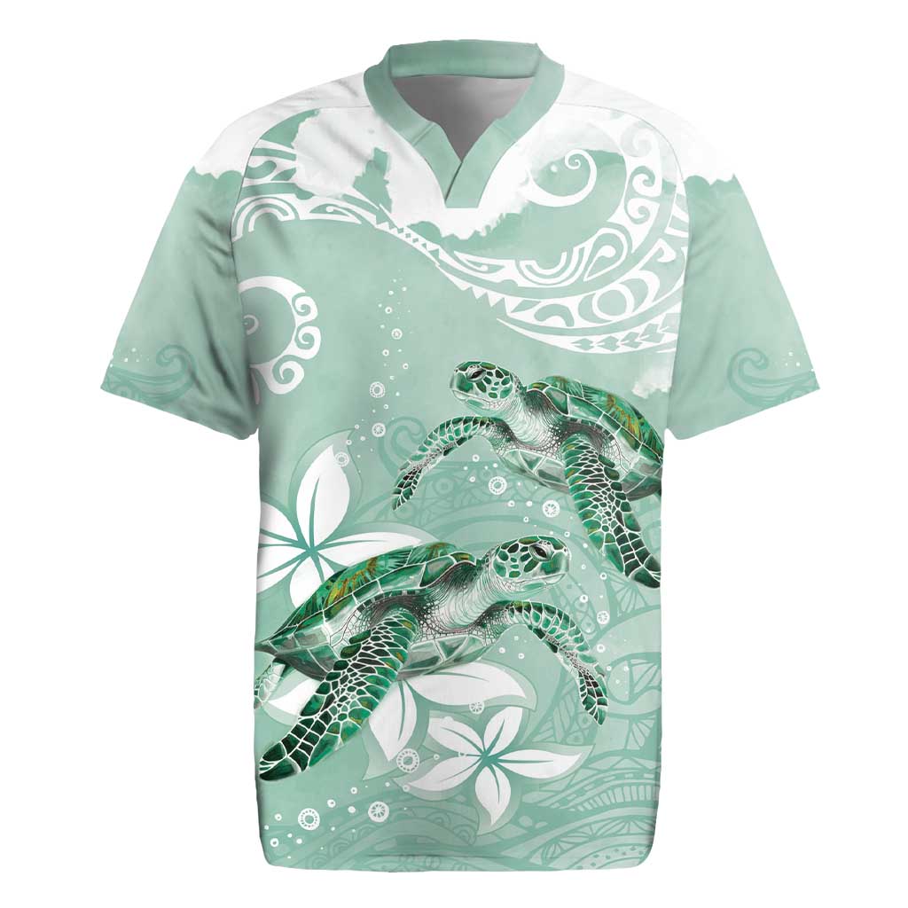 Happy Valentine's Day Polynesia Rugby Jersey SeaTurtle Couple Polynesian - Green Lester Color