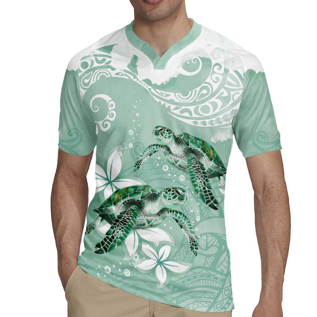 Happy Valentine's Day Polynesia Rugby Jersey SeaTurtle Couple Polynesian - Green Lester Color LT14 - Polynesian Pride