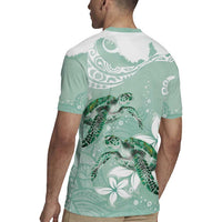 Happy Valentine's Day Polynesia Rugby Jersey SeaTurtle Couple Polynesian - Green Lester Color LT14 - Polynesian Pride