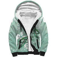 Happy Valentine's Day Polynesia Sherpa Hoodie SeaTurtle Couple Polynesian - Green Lester Color LT14 Unisex Green - Polynesian Pride