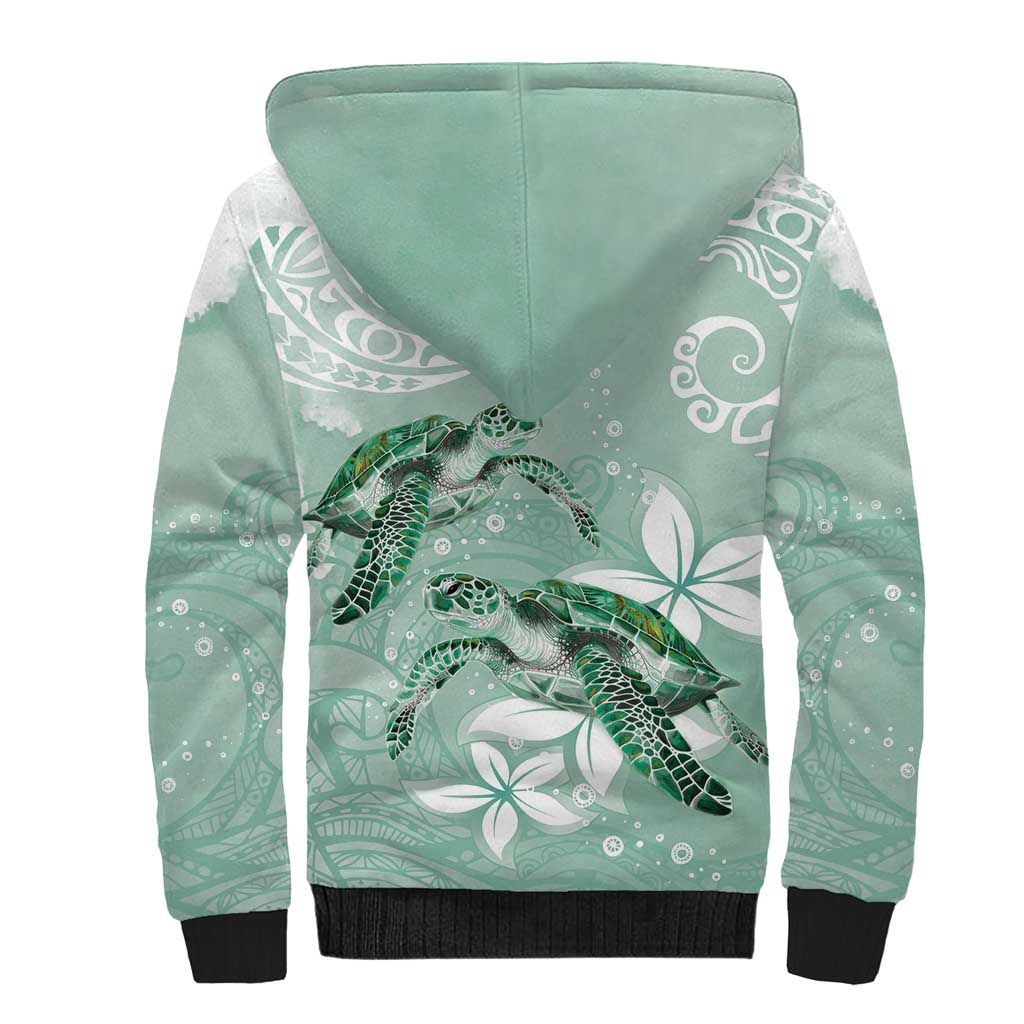 Happy Valentine's Day Polynesia Sherpa Hoodie SeaTurtle Couple Polynesian - Green Lester Color LT14 - Polynesian Pride