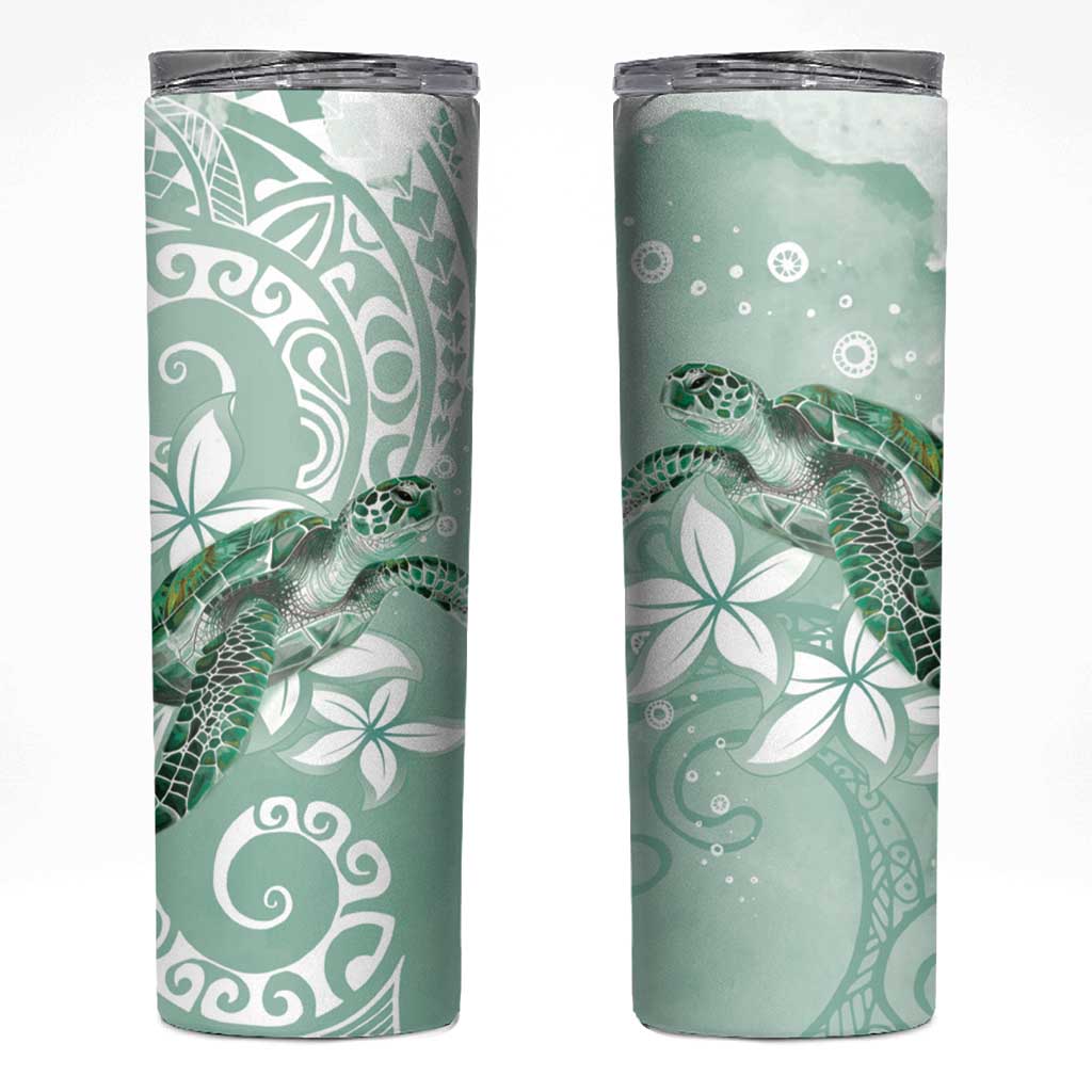 Happy Valentine's Day Polynesia Skinny Tumbler SeaTurtle Couple Polynesian - Green Lester Color