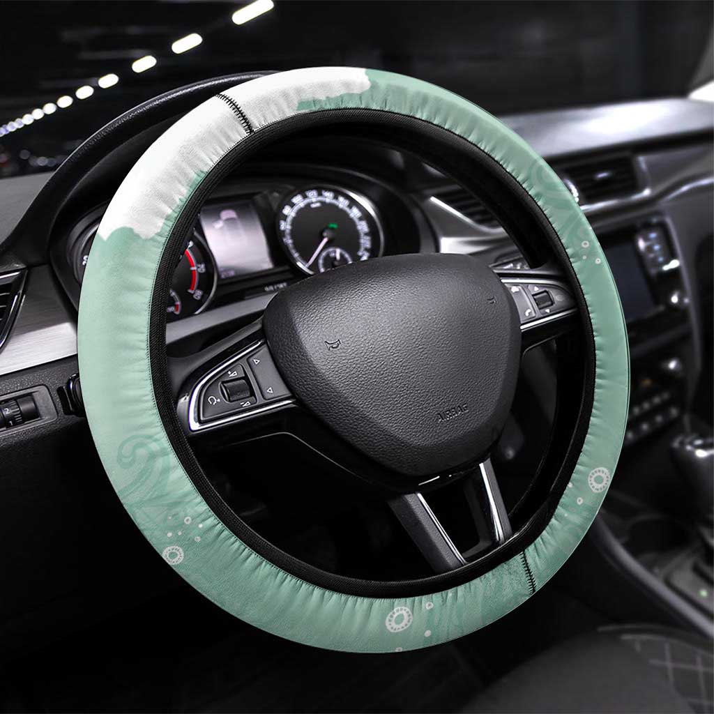 Happy Valentine's Day Polynesia Steering Wheel Cover SeaTurtle Couple Polynesian - Green Lester Color LT14 Universal Fit Green - Polynesian Pride