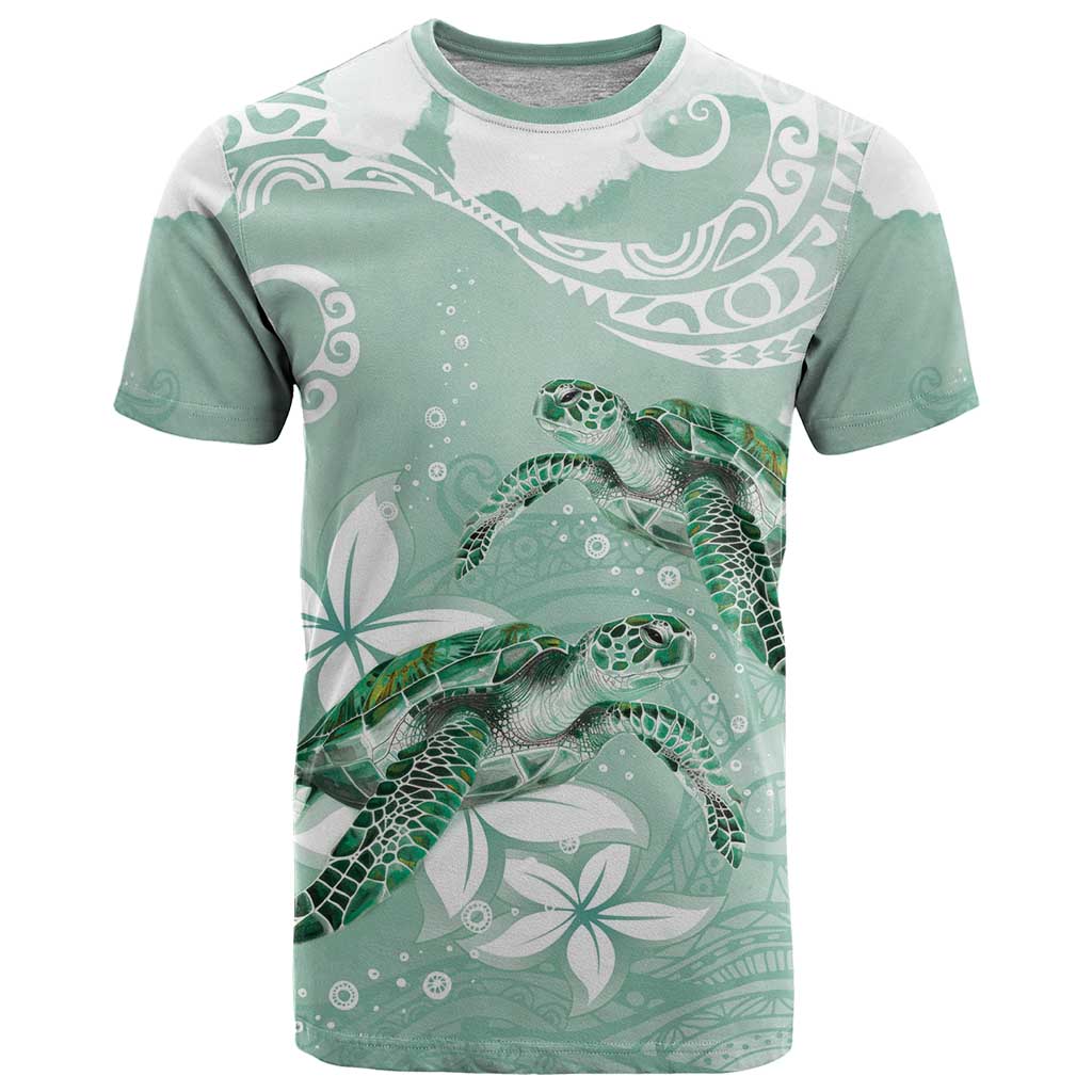 Happy Valentine's Day Polynesia T Shirt SeaTurtle Couple Polynesian - Green Lester Color