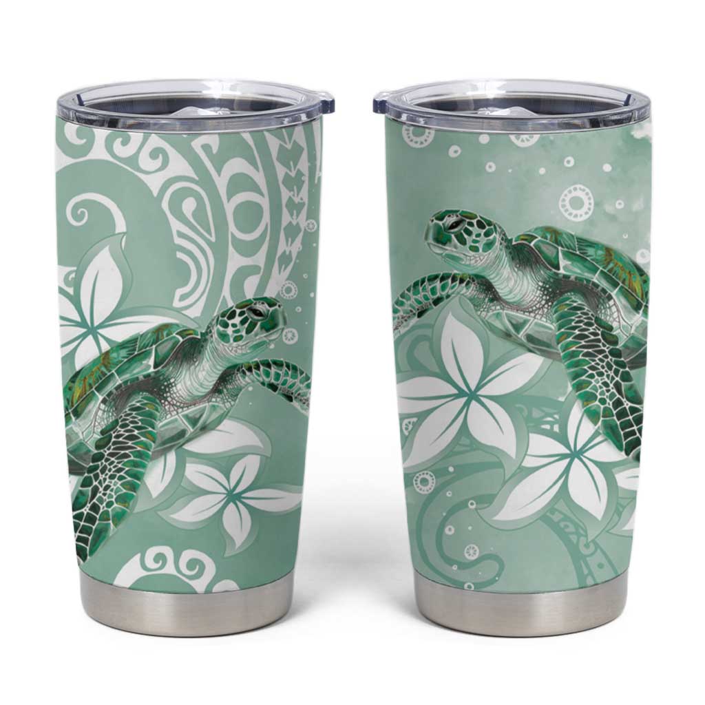 Happy Valentine's Day Polynesia Tumbler Cup SeaTurtle Couple Polynesian - Green Lester Color LT14 Green - Polynesian Pride